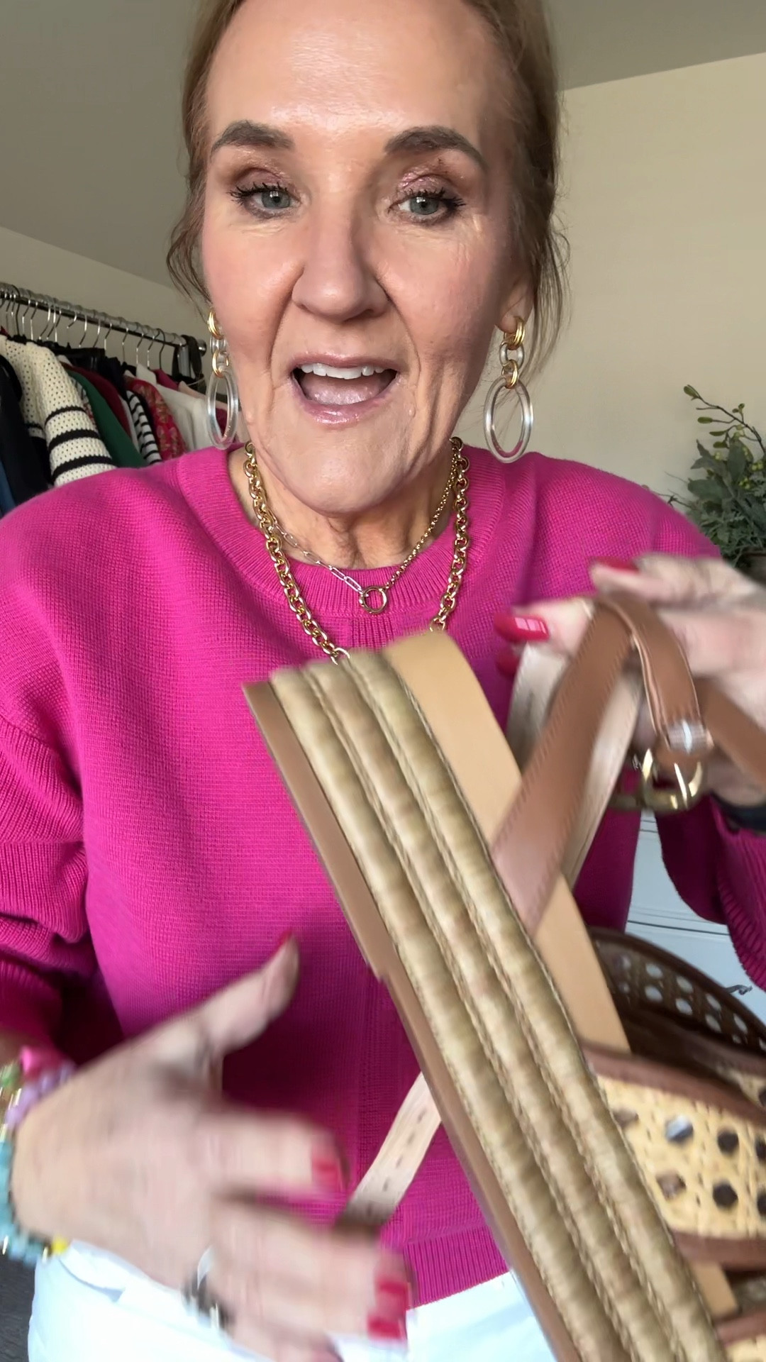 Love these new sandals! True to size. Very comfy. 

Pink sweater size medium 
White jeans size 29 reg 
Allie Bess jewelry 20% off code NANETTE20





Spring outfit spring break vacation outfit dolce vita sandals caning and leather sandals 

#LTKWatchNow #LTKOver40 #LTKShoeCrush