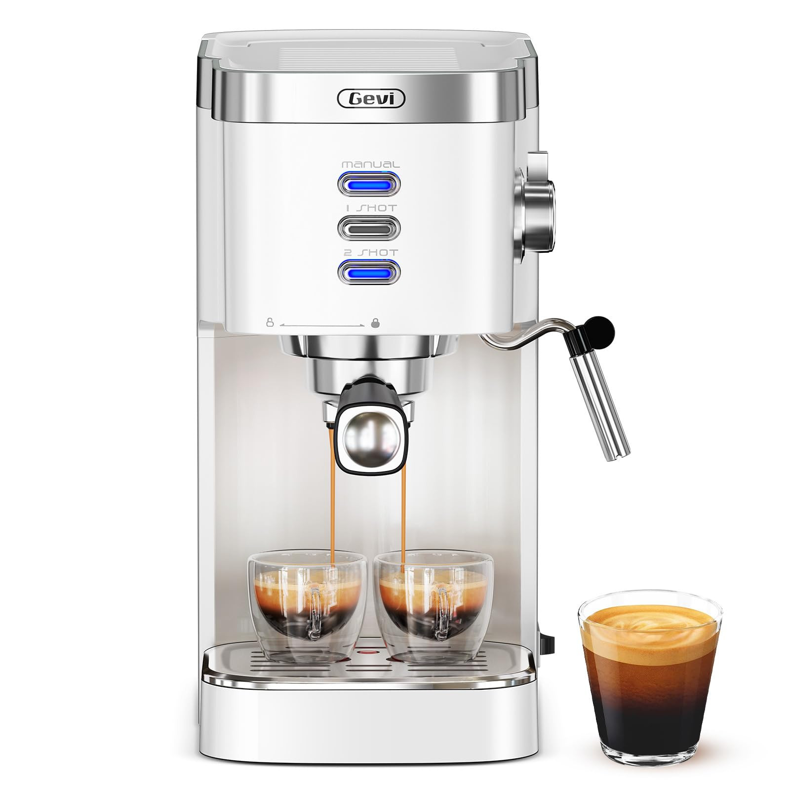 Gevi Espresso Machine 20 Bar High Pressure,Compact Espresso Maker with Milk Frother Steam Wand,Ca... | Amazon (US)