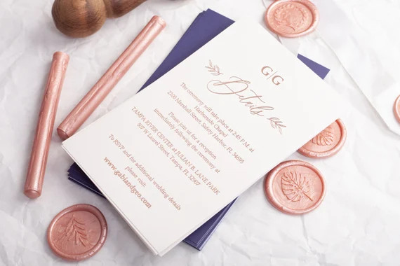 Elegant Details Card Printed Wedding Details Card Foil - Etsy | Etsy (US)