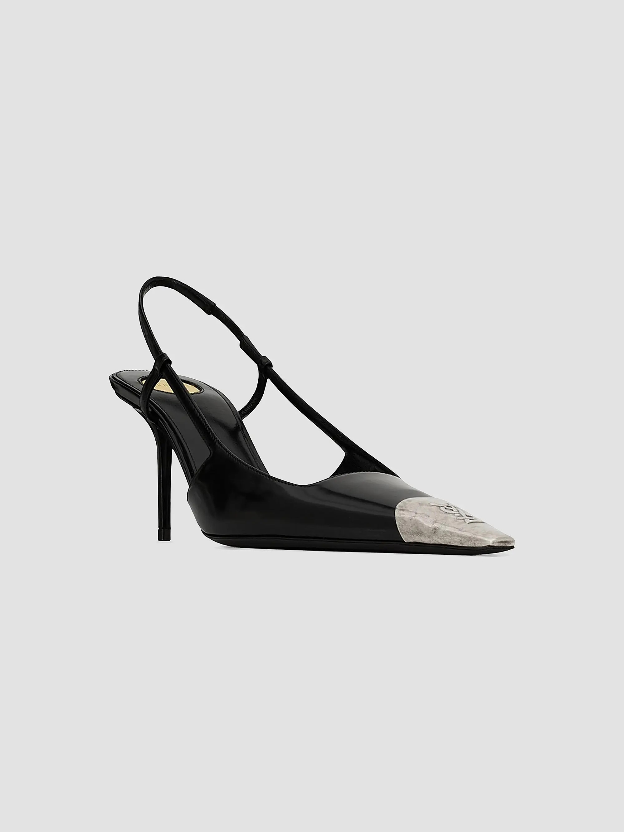 Saint Laurent Jeanne Slingback Pumps in Glazed Leather | Saks Fifth Avenue | Saks Fifth Avenue