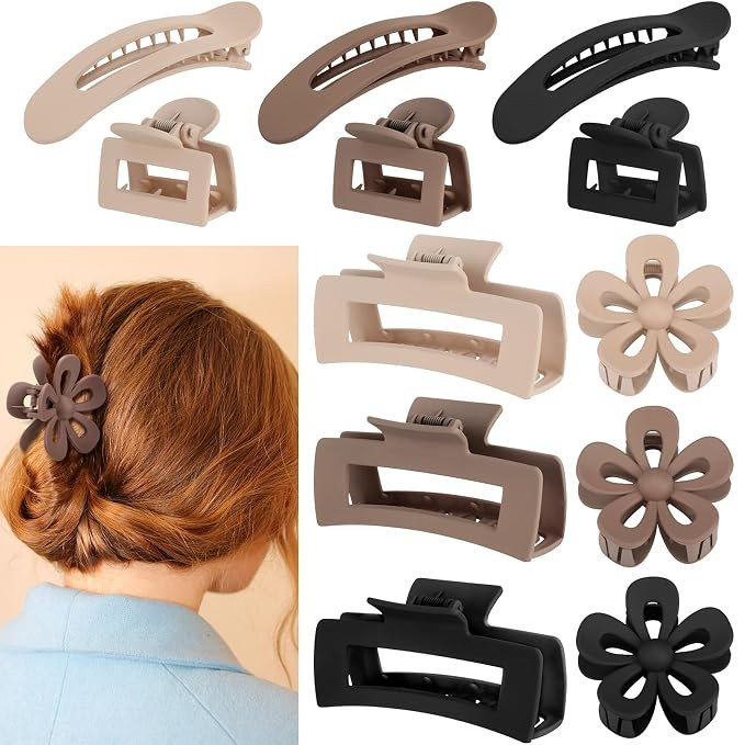 4 Style Hair Claw Clips, 12 Pack Medium Claw Clips Flower Claw Clips Flat Hair Clips for Women Gi... | Amazon (US)