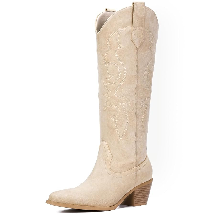 White Cowboy Boots for Women - Wide Calf Rhinestone Cowgirl Boots, Women Knee High Western Boots,... | Amazon (US)