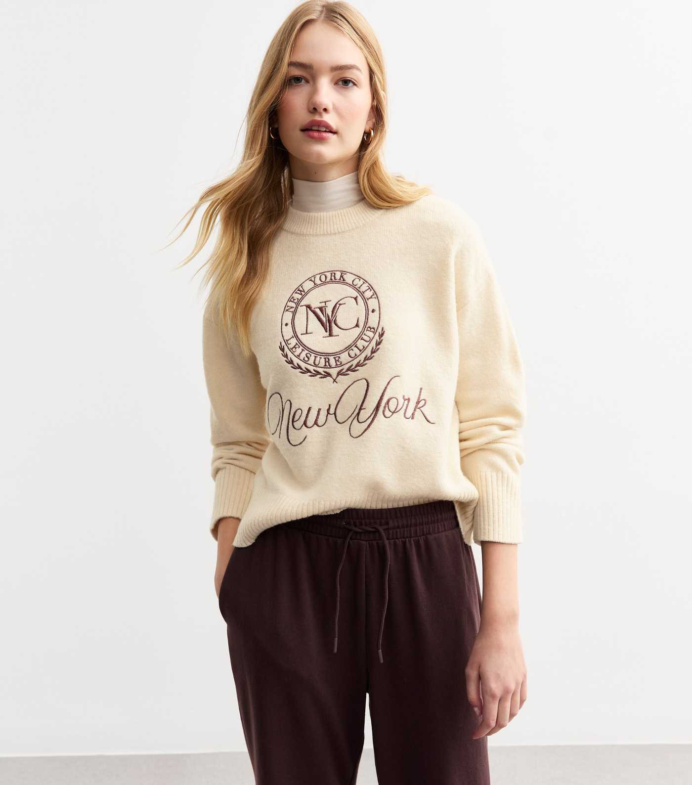 Cream NYC Embroidered Jumper
						
						Add to Saved Items
						Remove from Saved Items | New Look (UK)