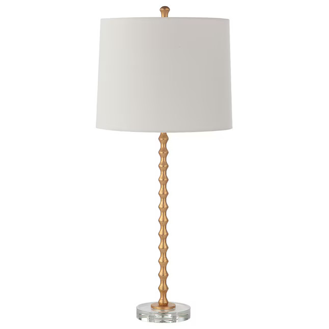 allen + roth 29-in Vibrant Gold Leaf Led; Rotary Socket Buffet Table Lamp with Fabric Shade | Lowe's