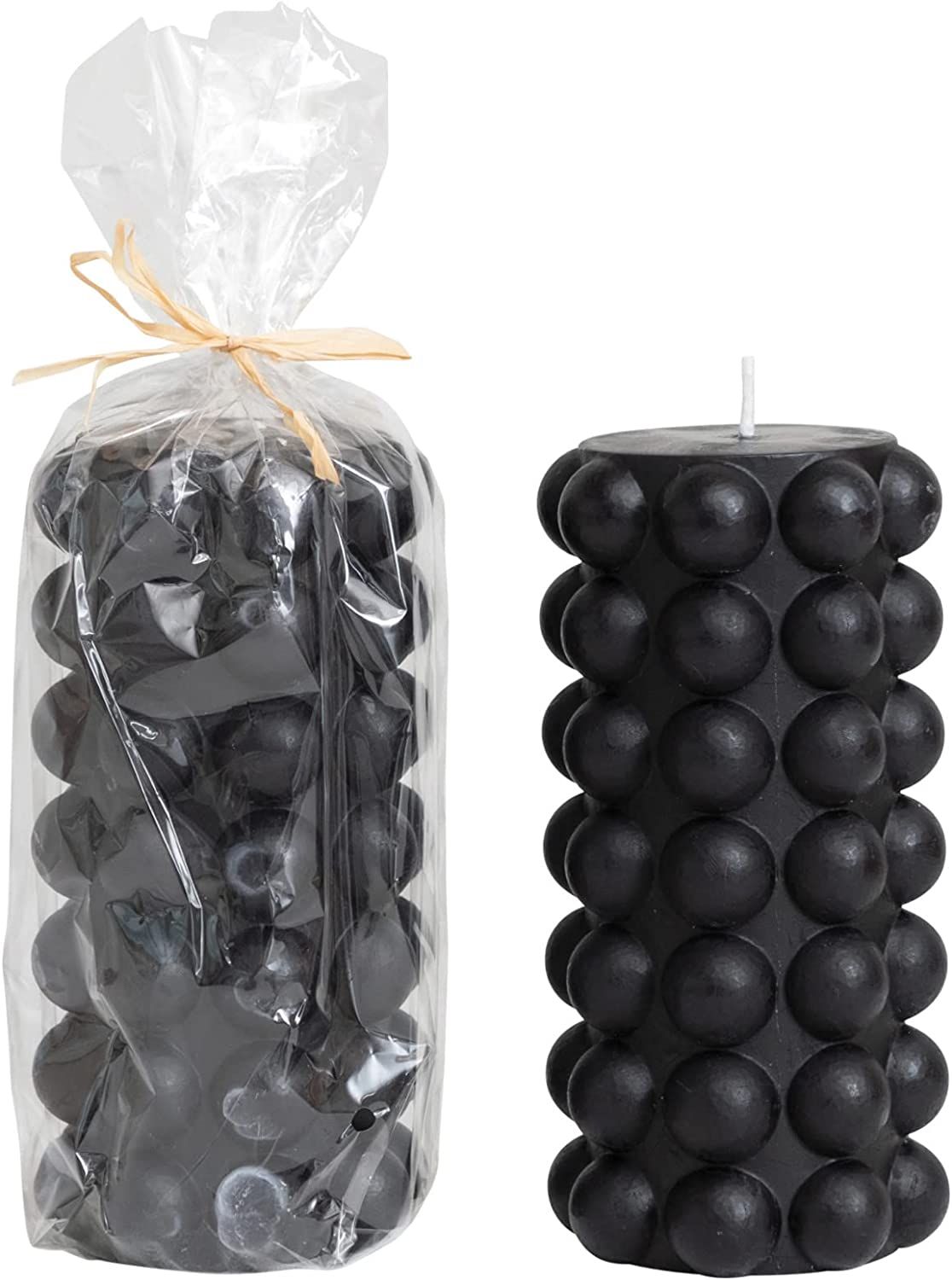 Creative Co-Op Unscented Hobnail Pillar, Black Candles, 3" L x 3" W x 6" H | Amazon (US)