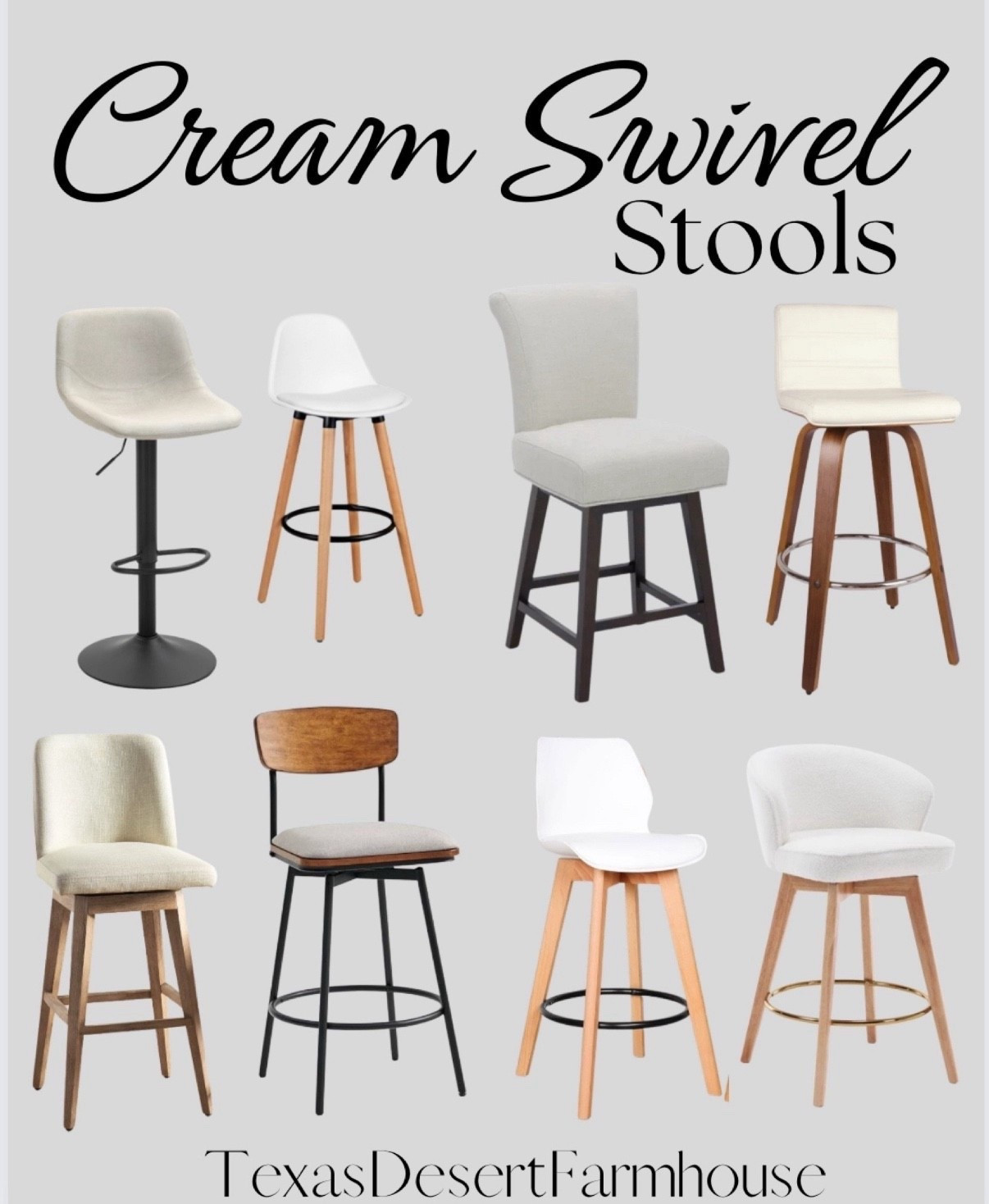 White, Beige, Cream Counter & Bar Stools

Bar Stools Set of 4 Counter Height Bar Stools, 360° Swivel Barstools with PP High Back, Padded PU Leather Seat, 26" Counter Stool Bar Chairs Island Stools for Kitchen Counter, Solid Wood Legs, White

CHITA Swivel Counter Height Bar Stools with Back, Fabric Upholstered Barstools Set of 3, 27" Seat Height, Metal & Wood Frame, Light Grey

Gymax Set of 2 Mid Century Barstool 28.5" Dining Pub Chair w/Leather Padded Seat White

#counterstool #counterstools #barstool #barstools #kitchen #kitchencounter #kitchenstool #chair #swivelchair #swivelstool #swivelbarstool

#LTKfamily #LTKhome #LTKsalealert

#LTKFamily #LTKCyberWeek 

#LTKHome #LTKSaleAlert