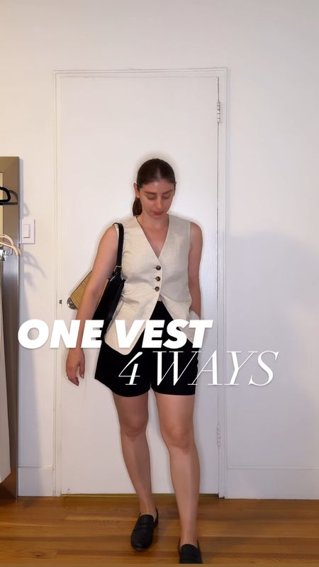 One linen vest, worn four different ways. For the office for weekends for every day activities. Black loafers. Black structured shorts. Raffia accessories. Jeans, linen pants. White dress.

#LTKSeasonal #LTKWorkwear #LTKStyleTip