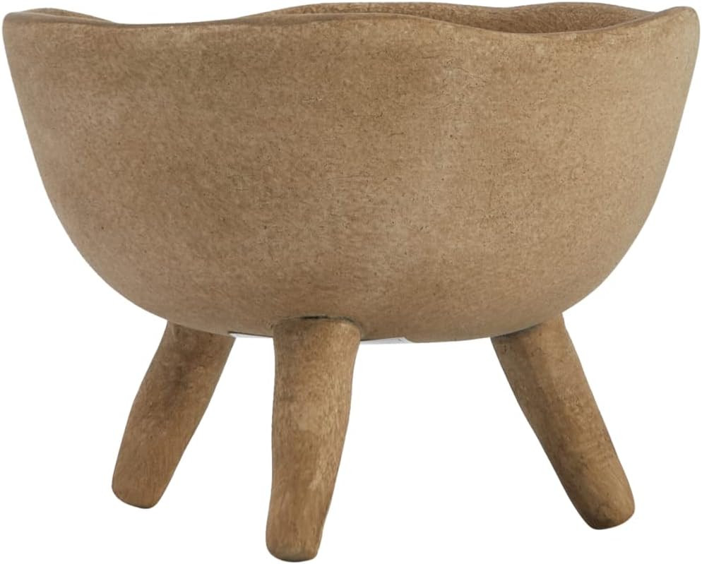 Creative Co-Op Boho Terracotta Footed Planter with Organic Edge, Matte Taupe | Amazon (US)