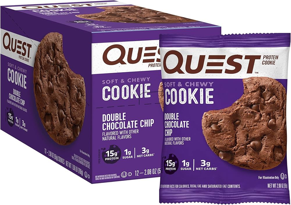 Quest Nutrition Double Chocolate Chip Protein Cookie, High Protein, Low Carb, 12 Count | Amazon (US)