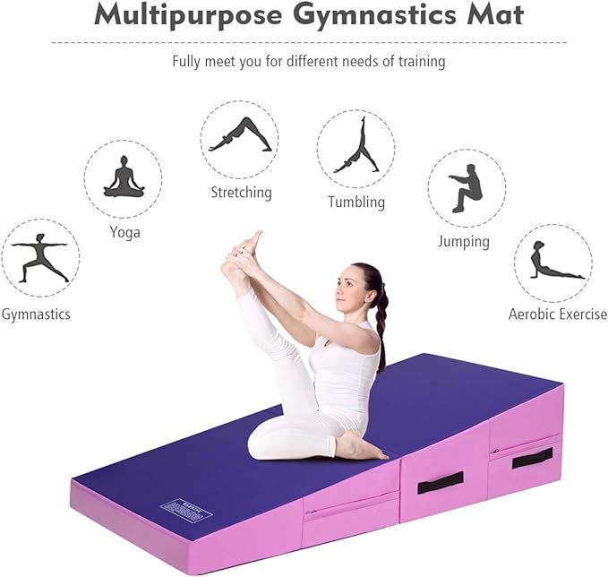 GYMAX Gymnastics Mat, Folding Incline Wedge Tumbling Mat, Cheese Mat for Gymnastics, Fitness, Pra... | Amazon (US)