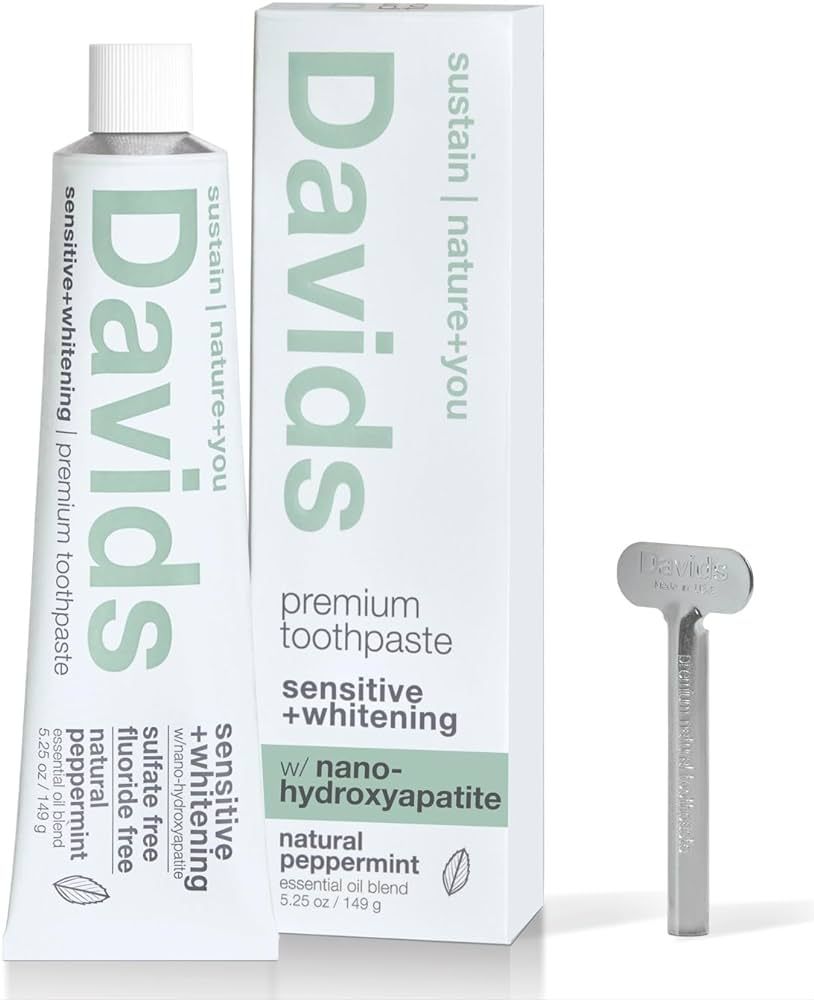 Davids Nano Hydroxyapaite Natural Toothpaste for Sensitivity, Peppermint, Flouride Free, SLS Free... | Amazon (US)