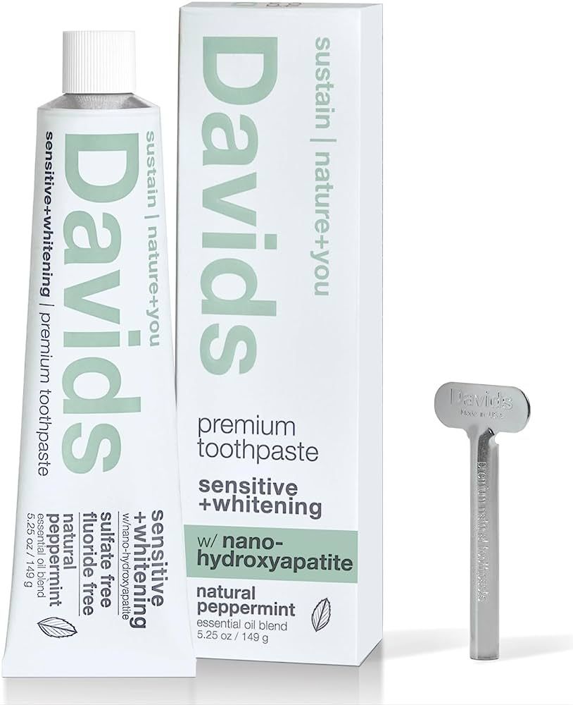 Davids Nano Hydroxyapaite Natural Toothpaste for Sensitivity, Peppermint, Flouride Free, SLS Free... | Amazon (US)