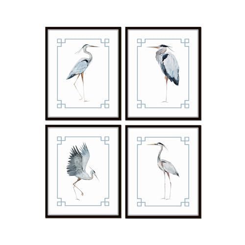 Heron Chinoiserie Print Set No 1, Chinoiserie Wall Art, Chinoiserie Decor, Vintage Botanical Prin... | Amazon (US)