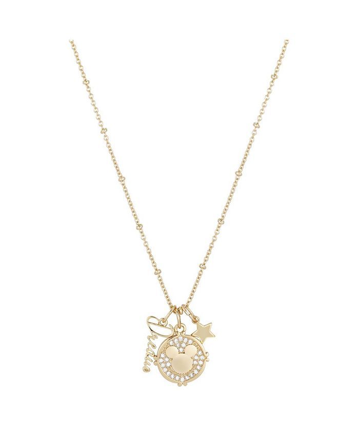 Gold Flash-Plated Crystal Mickey Mouse "Dream" Charm Necklace | Macys (US)