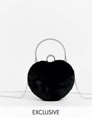 My Accessories London Exclusive faux fur structured heart bag with grab handle | ASOS UK