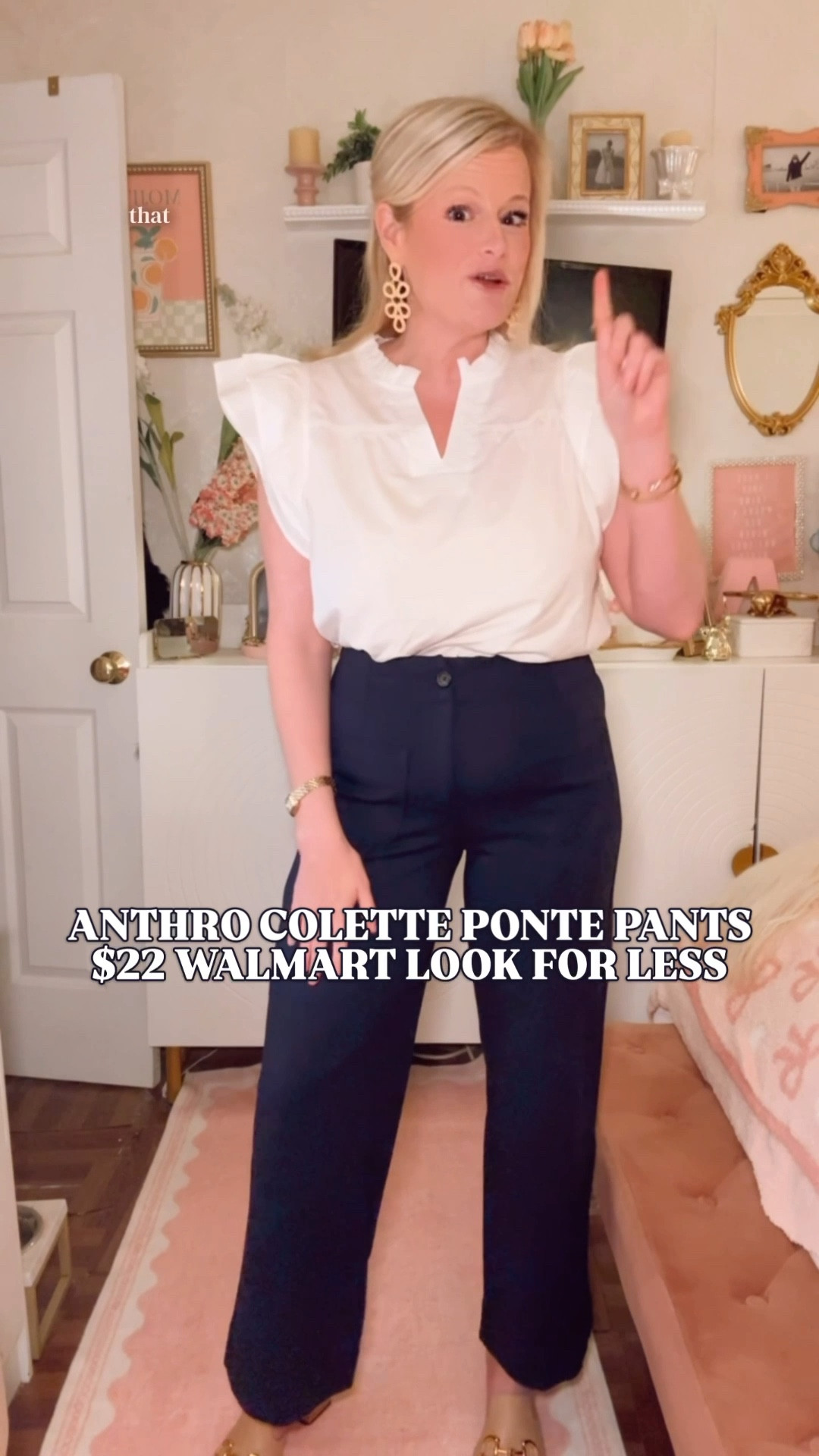 wide leg ponte pants women, work pants women, office pants women, teacher outfit pants, business casual pants women, ponte pants women, wide leg work pants, high rise work pants women, Walmart work pants, affordable work pants women, teacher outfits women, office outfits women, business casual outfits women, work outfit ideas women, ponte knit pants women, pull on work pants women, Anthropologie look for less pants, colette pant look for less, spring work outfits women, affordable workwear women

The wide leg ponte pant that completes the viral Walmart work pants trio. $22.
Time and Tru. High rise. Structured ponte knit. Full-length wide leg silhouette. 

This is the modern office pant that gives Anthropologie Colette energy — clean front, smooth waist, elongating drape — without the triple digit price tag.

The stretch ponte holds you in, smooths beautifully, and keeps its shape all day. No pulling. No sagging. No adjusting at your desk at 2pm.

I’m in a size 6.

Style it with a structured knit and loafers and you look like you planned your outfit. Blazer and heels and you’re the most put-together person in the room. This pant does the heavy lifting.

This is the pant for:
— Teacher outfits that look polished without effort
— Office outfits that feel current not corporate
— Business casual that actually feels good to wear
— Spring workwear that transitions into evening
— The capsule wardrobe piece that works with everything

The cropped flare went viral. The skinny followed. This wide leg silhouette is the most elevated of the three.

$22. Walmart. Four Colors. 
#LTKworkwear #LTKFindsUnder50 #LTKSeasonal​​​​​​​​​​​​​​​​ #LTKFindsUnder100 #TeacherOutfits #WorkOutfits #WorkPants #PontePants 

#LTKWorkwear #LTKPetite #LTKSeasonal