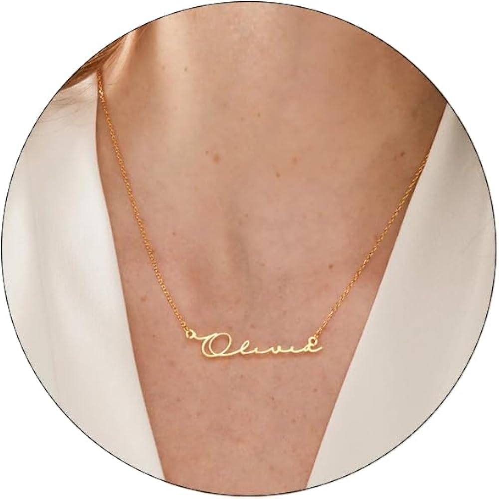 Name Necklace Personalized, 14K Gold Plated Customized Necklace for Women, Nameplate Necklace Per... | Amazon (CA)
