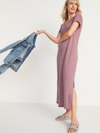 Linen-Blend Maxi T-Shirt Shift Dress for Women | Old Navy (US)