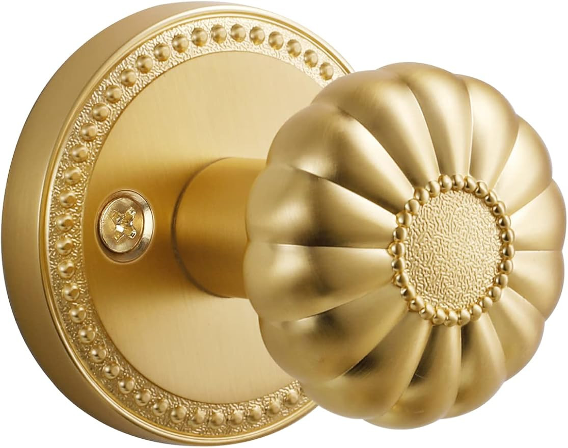 Passage Door Knobs Gold Interior Satin Brass Door Knob for Hall and Closet,Zinc Alloy 1 Pack | Amazon (US)