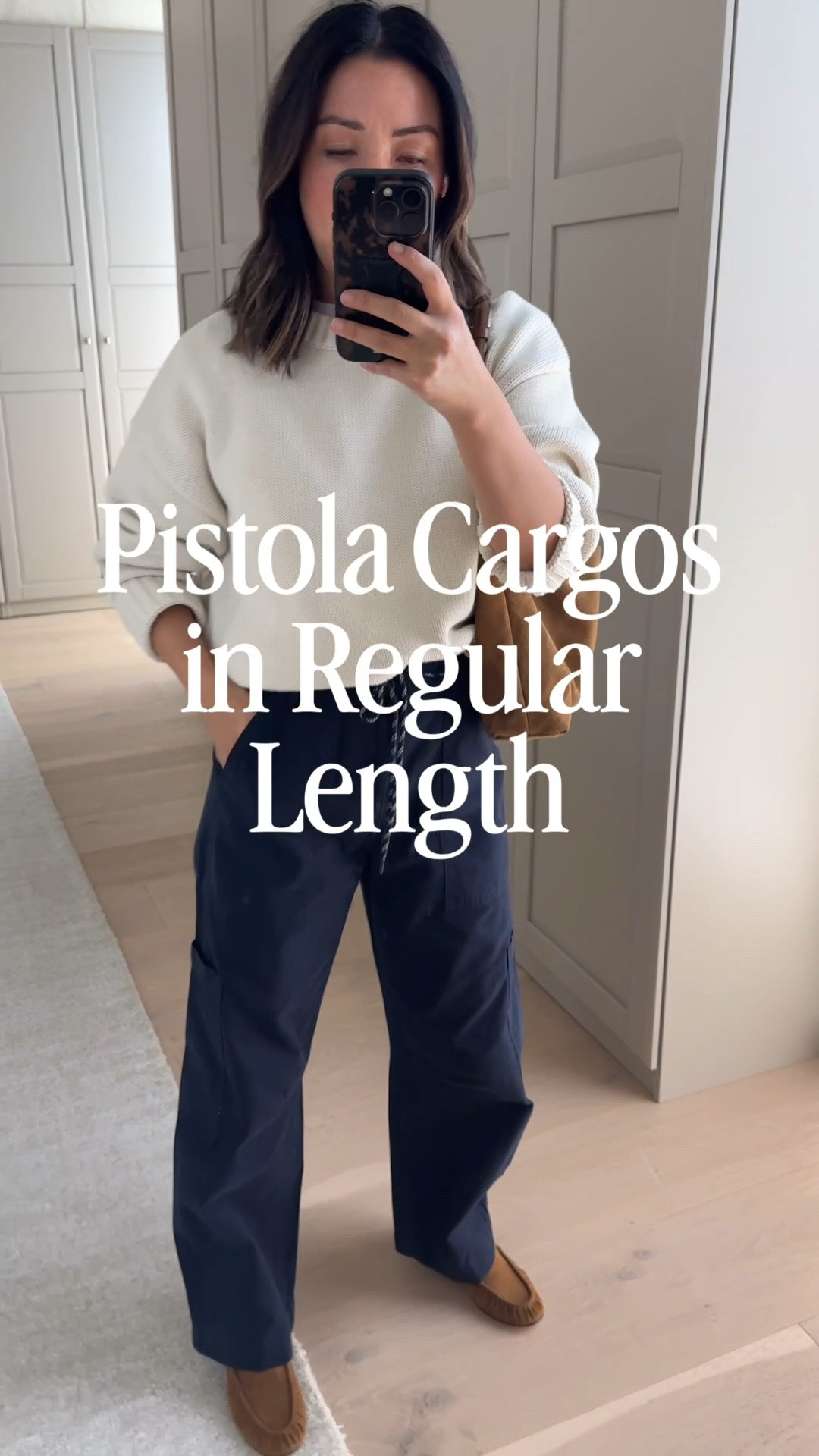 Pistola cargos in regular length on my 5ft petite frame. More full length. Will shrink in the wash and dry. Only comes in regular length in this color. 

Gap sweater petite small
Everlane box cut tee medium
Pistola cargos 25 regular 
Vince loafers 5
Liffner shoulder bag - old, linked Madewell one in almost identical color

#LTKmomlife #LTKPetite