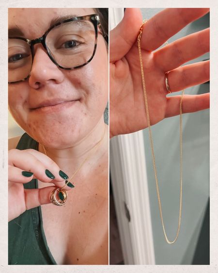 I picked up a new gold chain from Monica Vinader to hold my gold and green onyx charm and the heirloom birthstone ring I inherited from my grandmother. It is the perfect weight for these two pieces — both secure and delicate at once! 💚✨ Use my code US20RAFINSIDER-5681 for 20% off full priced items on the site

#LTKbeauty #LTKFind #LTKsalealert