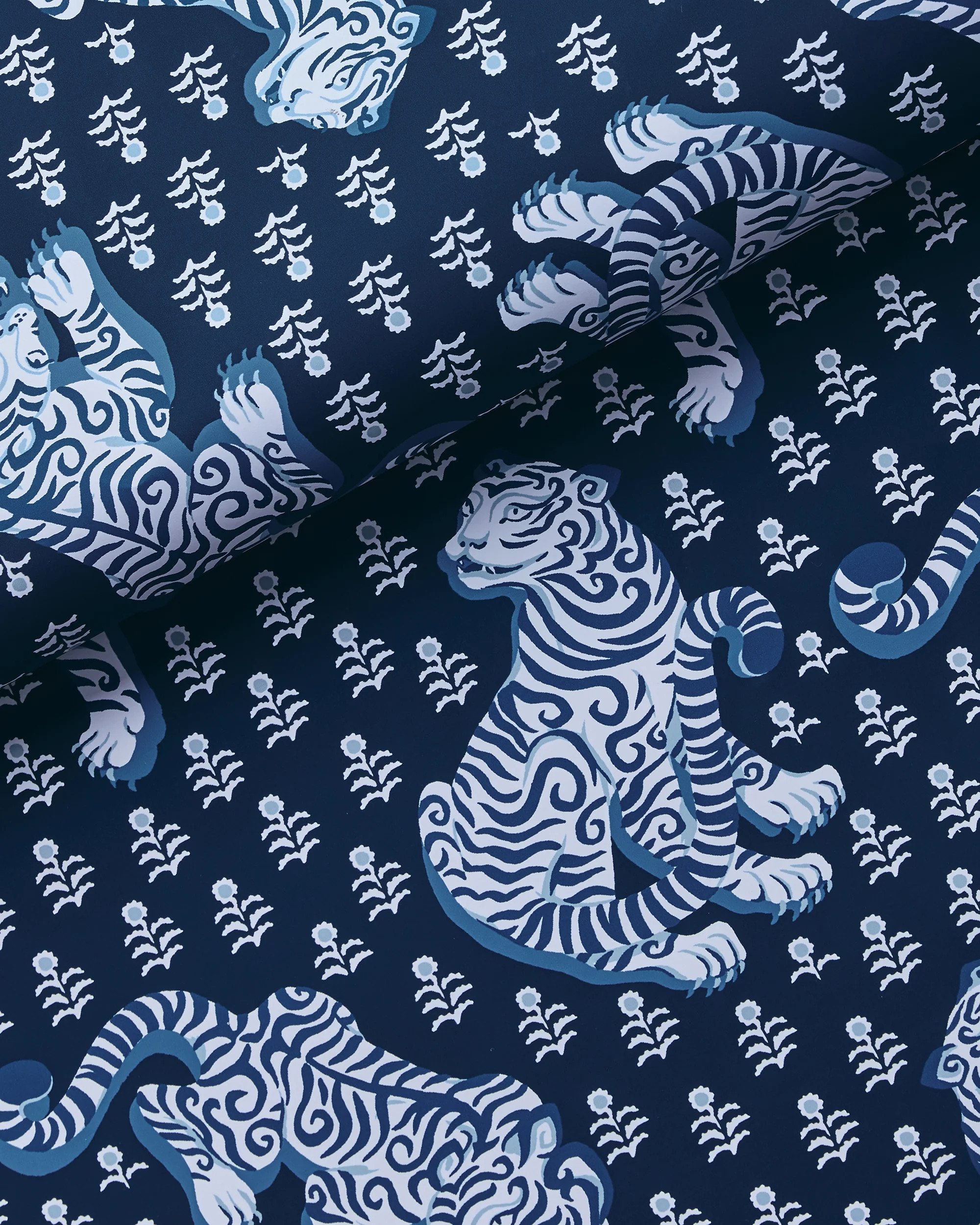 Tiger Queen - Peel & Stick Wallpaper - Navy | Printfresh