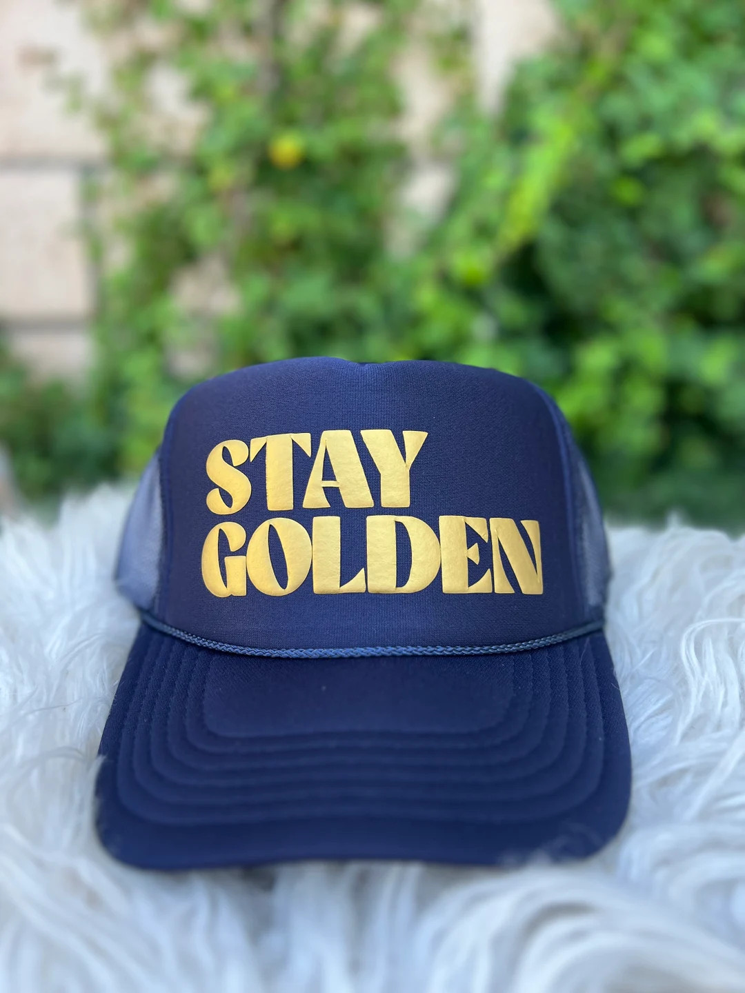 Stay Golden Trucker Hat, Women’s Trucker Hat, Navy Trucker Hat, Lake Hat, River Hat - Etsy | Etsy (US)