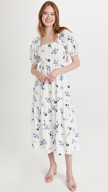 Tie Back Puff Sleeve Midi Dress | Shopbop