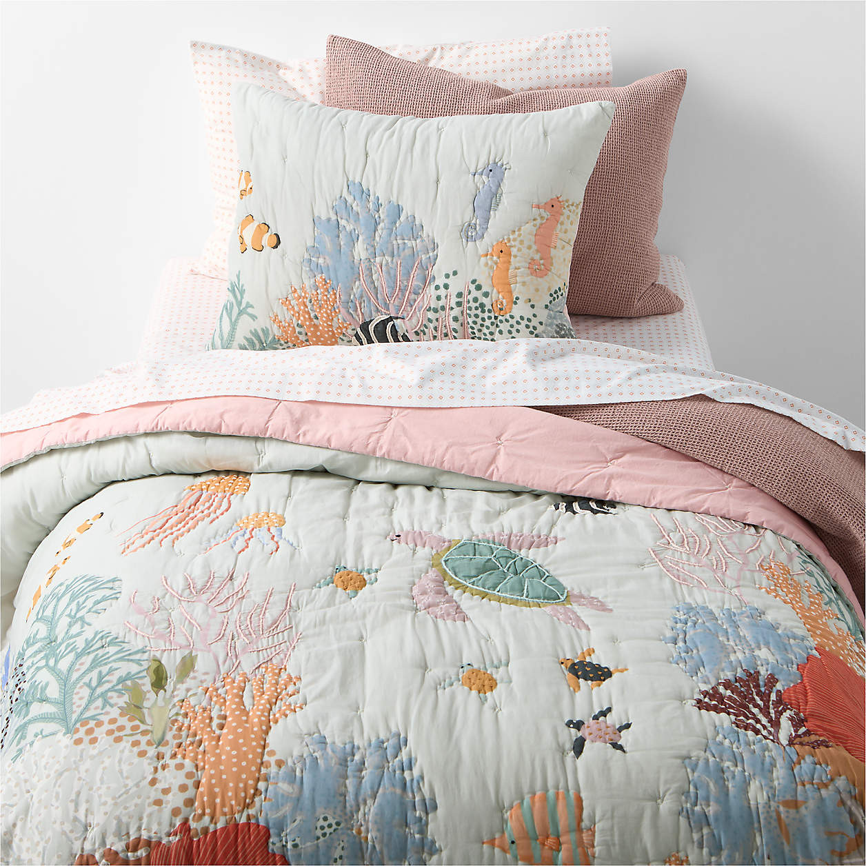 Coral Reef Dreams 100% Organic Cotton Kids Twin Quilt | Crate & Kids | Crate & Barrel