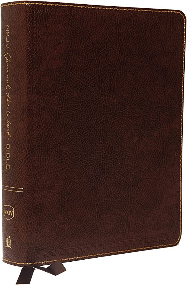 NKJV, Journal the Word Bible, Large Print, Bonded Leather, Brown, Red Letter Edition: Reflect, Jo... | Amazon (US)