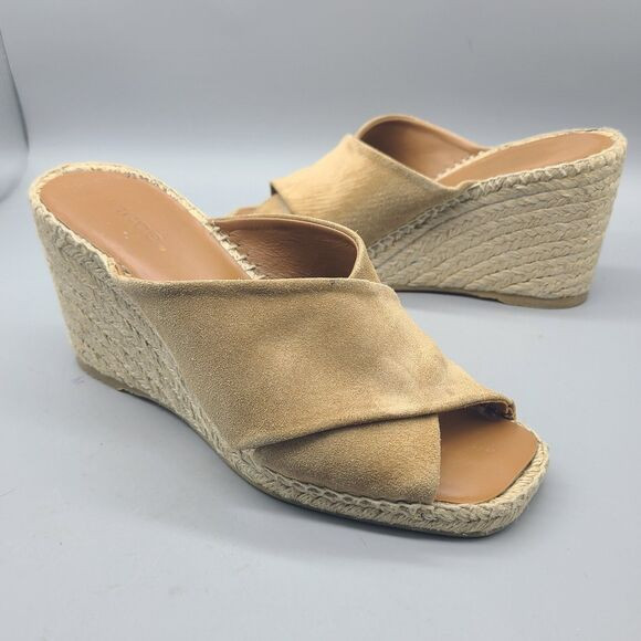 Vince Sandals Womens Size 7.5 Gaelan Espadrille Beige Suede Crisscross Wedge | Poshmark