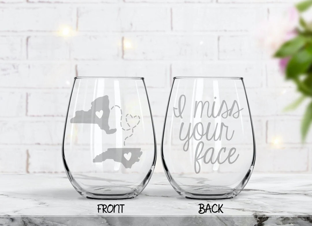 ENGRAVED I Miss Your Face | Long Distance Best Friend Gift | Two State Glass | Custom Holiday | Pers | Etsy (US)