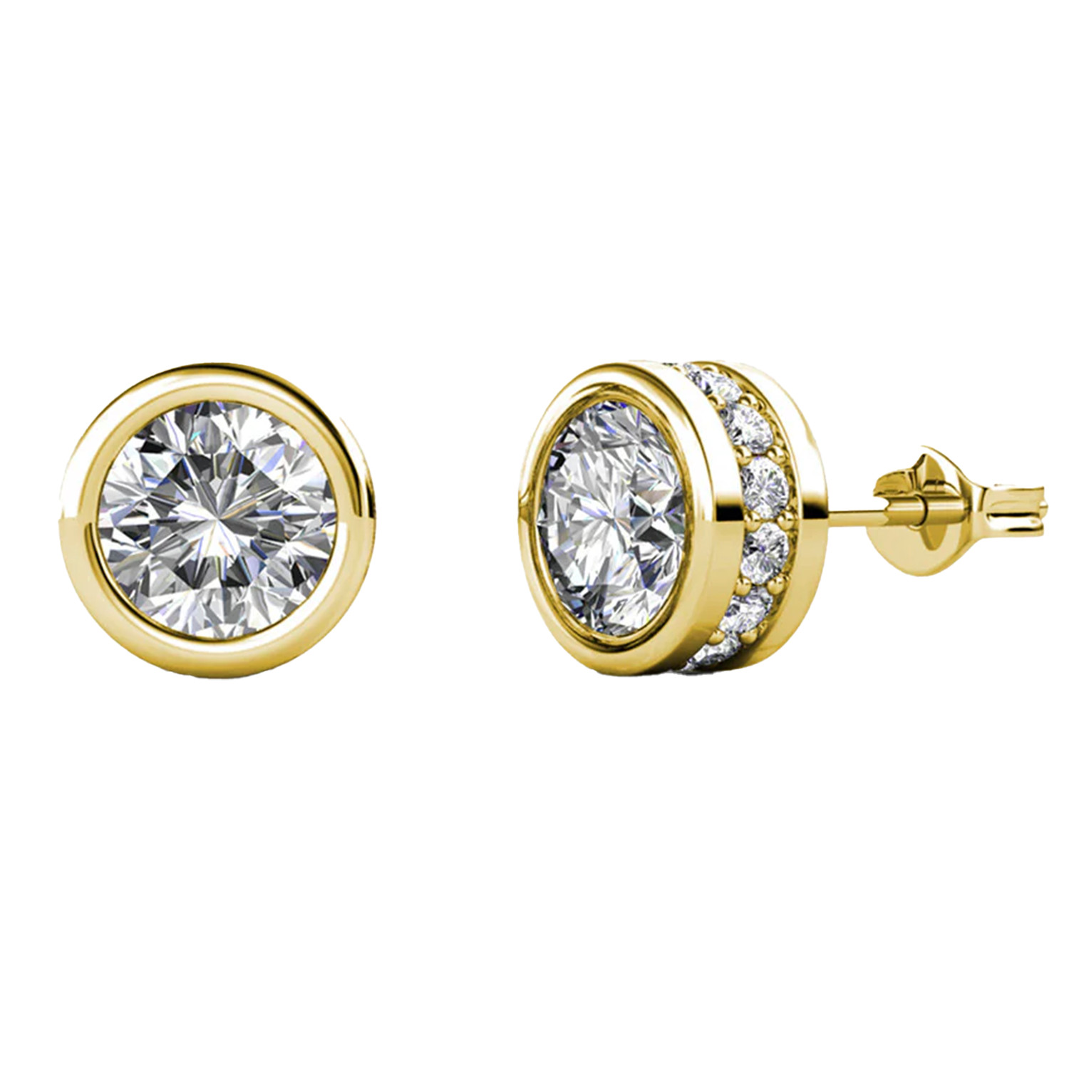 Cate & Chloe Mae 18k Yellow Gold Plated Stud Earrings with Round Cut Swarovski Crystals for Women | Walmart (US)