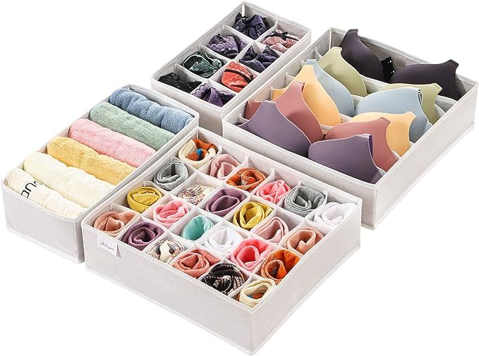 Relajate Closet Underwear Organizer Drawer Divider Foldable Storage Boxes, Closet Organizers, 4 S... | Amazon (US)