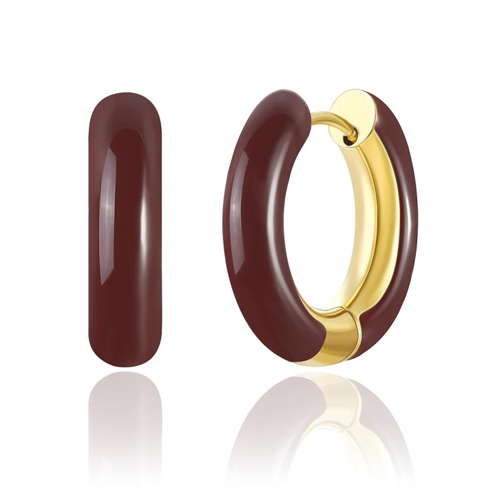 Small Hoop Earrings for Women, 18K Gold Plated Mini Enamel Huggie Earrings Hypoallergenic Cartila... | Amazon (US)