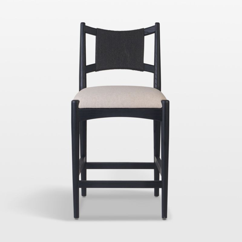 Haddon Black Rush Counter Stool | Crate & Barrel | Crate & Barrel