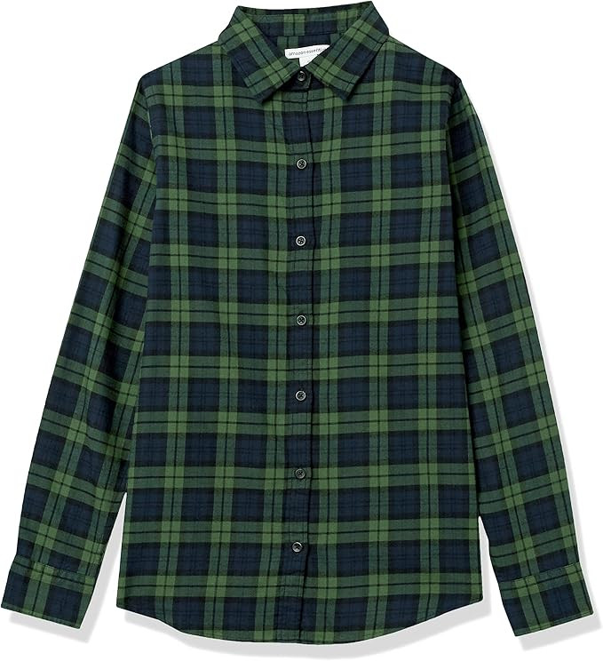 Amazon Essentials Women's Classic-Fit Long-Sleeve Lightweight Plaid Flannel Shirt | Amazon (US)
