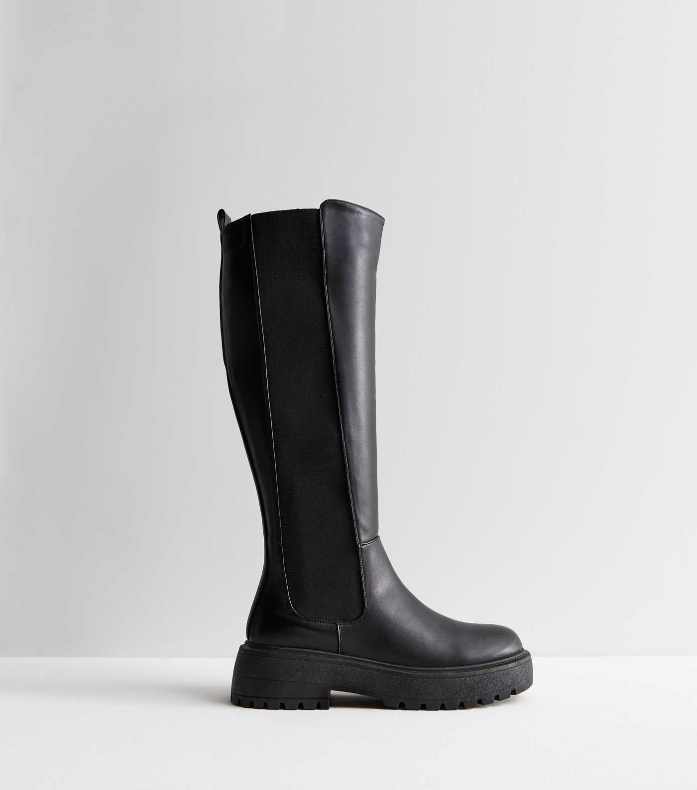 Black Leather-Look Chunky Knee High Boots
						
						Add to Saved Items
						Remove from Saved... | New Look (UK)