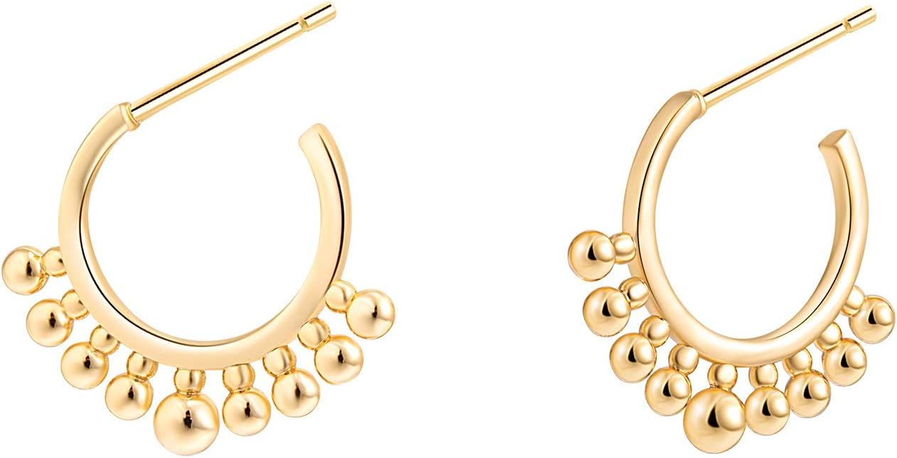 Small Huggie Hoop Earrings 14K Gold Plated Hypoallergenic Minimalist Ear Jewelry | Amazon (US)