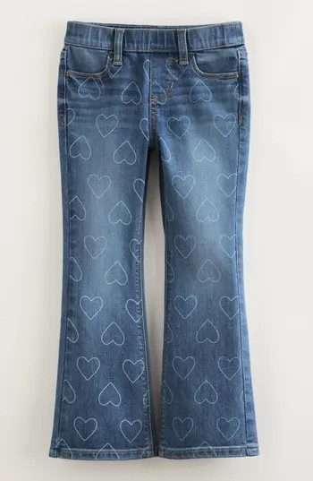 Tucker + Tate Kids' Distressed Pull On Stretch Flare Leg Jeans in Medium Wash Outline Hearts at Nordstrom Rack, Size 2T | Nordstrom Rack