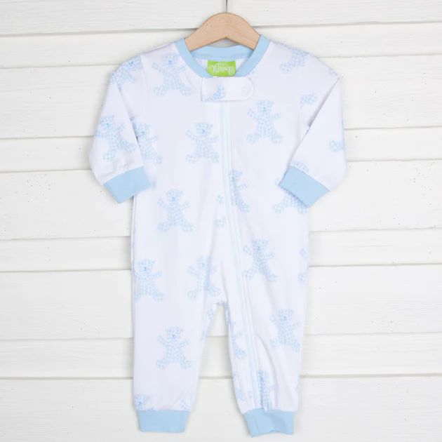 Blue Bear Print Knit Onesie | Classic Whimsy