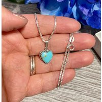 Turquoise Heart Pendant Necklace/Blue Necklace/Turquoise Heart/Box Chain/sterling Silver/Handmade in Usa/Heart Jewelry | Etsy (US)