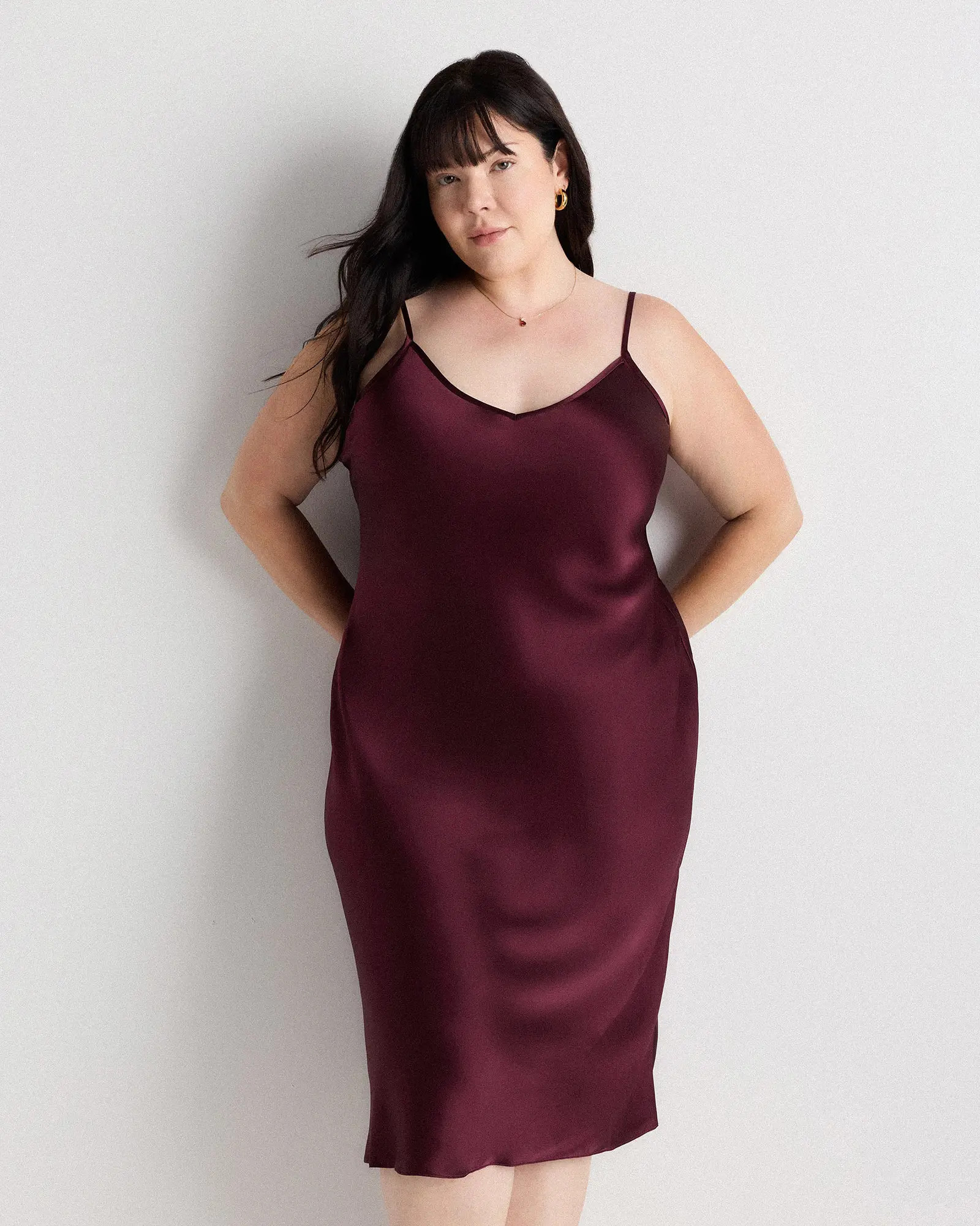 100% Washable Silk Slip Dress - Plus Size in Wine Tasting Red | Quince
