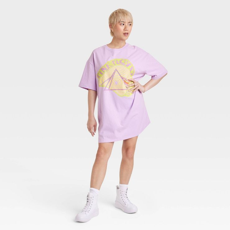 Women's Pink Floyd Short Sleeve Graphic T-Shirt Dress - Purple | Target