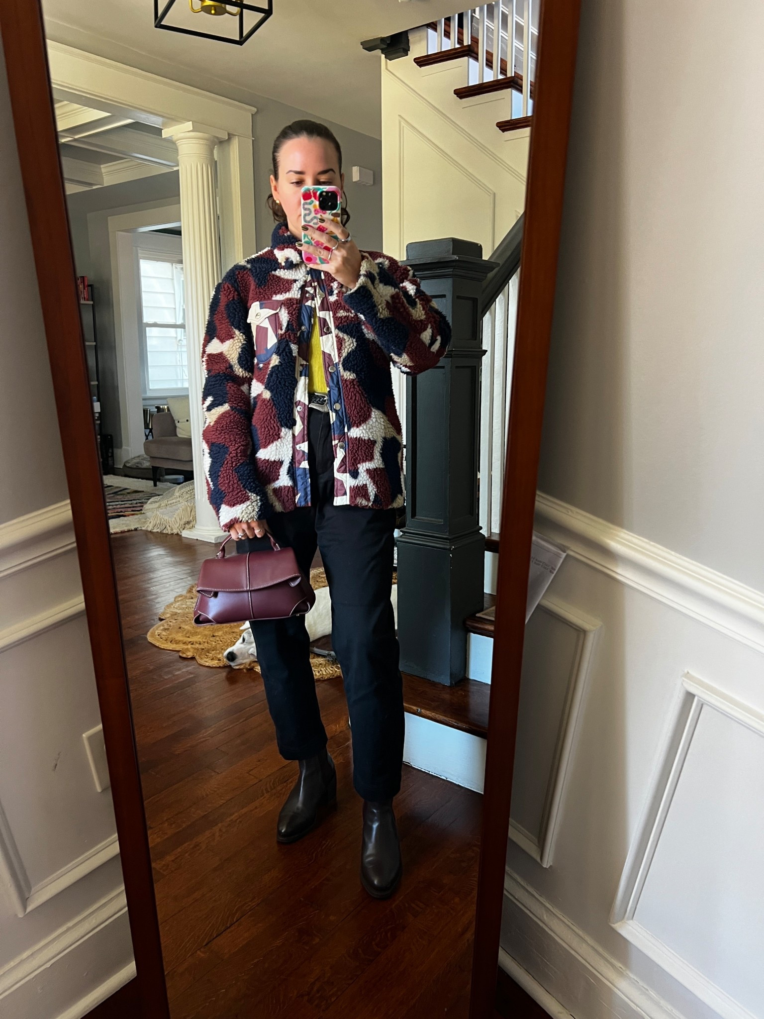 Print. Fleece. Black jeans. Brown boots. Rag and bone. Chartreuse. Leather bag. Casual fall. Layers. Thanksgiving. Outerwear.

#LTKSaleAlert #LTKFindsUnder100 #LTKootd