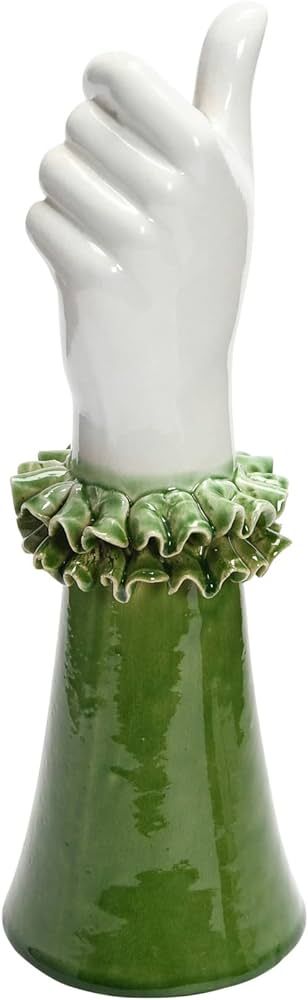 Creative Co-Op Stoneware Hand Ruffled Shirt Sleeve, Green and White Vases, 4" L x 4" W x 12" H | Amazon (US)