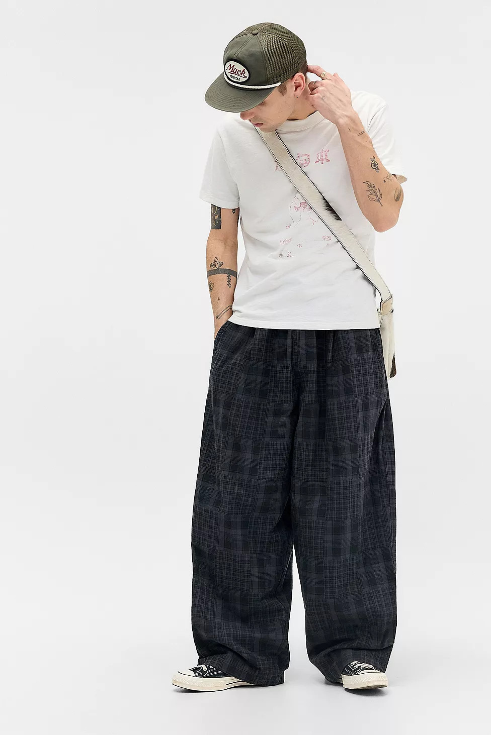 BDG Bobbi Patch Check Cocoon Trousers | Urban Outfitters UK