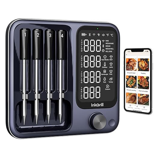 Wireless Meat Thermometer with APP Control，4 Probes Meat Thermometer Digital, Unlimited Range W... | Amazon (US)