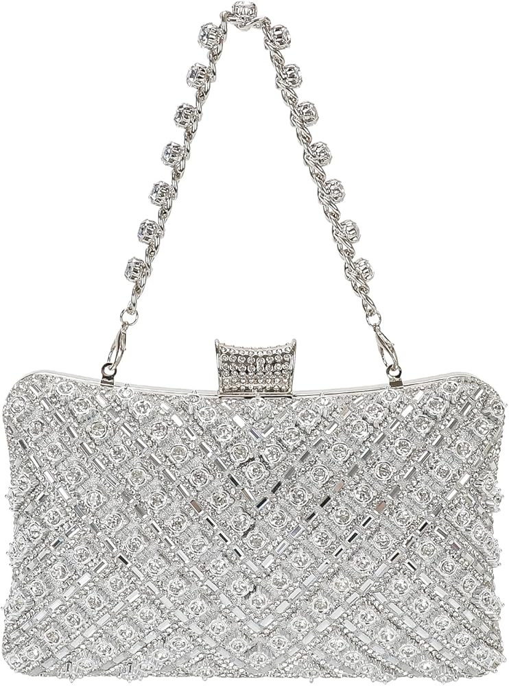 Womens Sparkly Rhinestone Sequin Glitter bag Clutch Evening Handbag Shoulder Bags Purse for Weddi... | Amazon (US)
