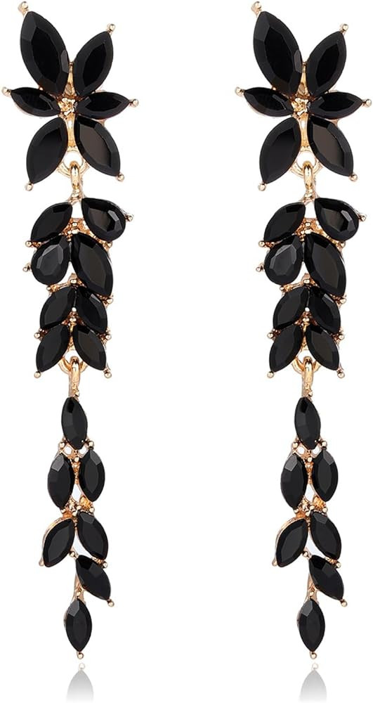 Fashion Rhinestone Statement Drop Dangle Earrings Dangling Sparkly Crystal Marquise Bridal Brides... | Amazon (US)